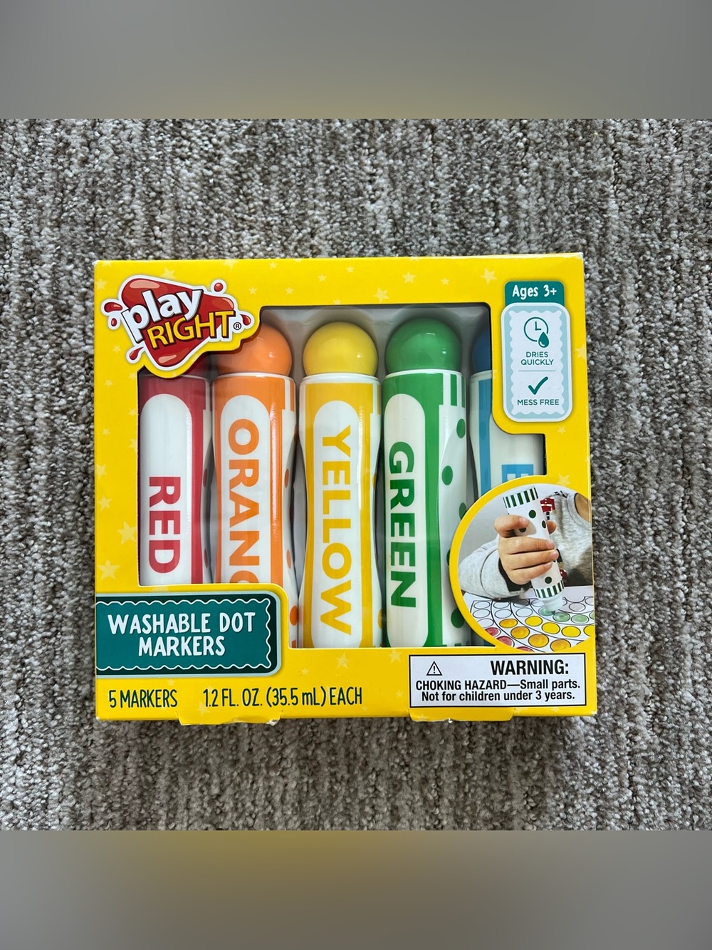 NIB Play Right Washable Dot Markers Set of 5